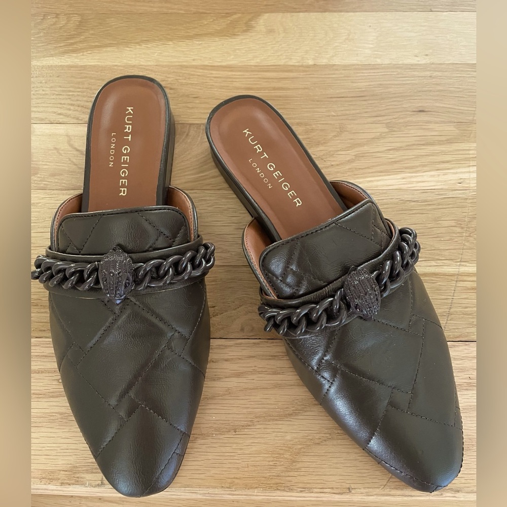 Kurt Geiger London Chelsea Quilted Leather Chain Details Mule, Size EU 40/US 9